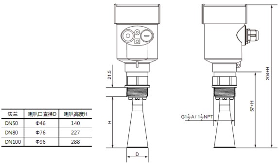 RD-705型油罐雷達(dá)液位計尺寸圖